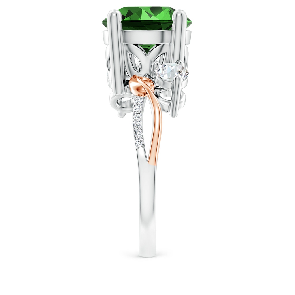 10mm Labgrown Lab-Grown Emerald and Diamond Twisted Vine Ring in White Gold Rose Gold Side 299