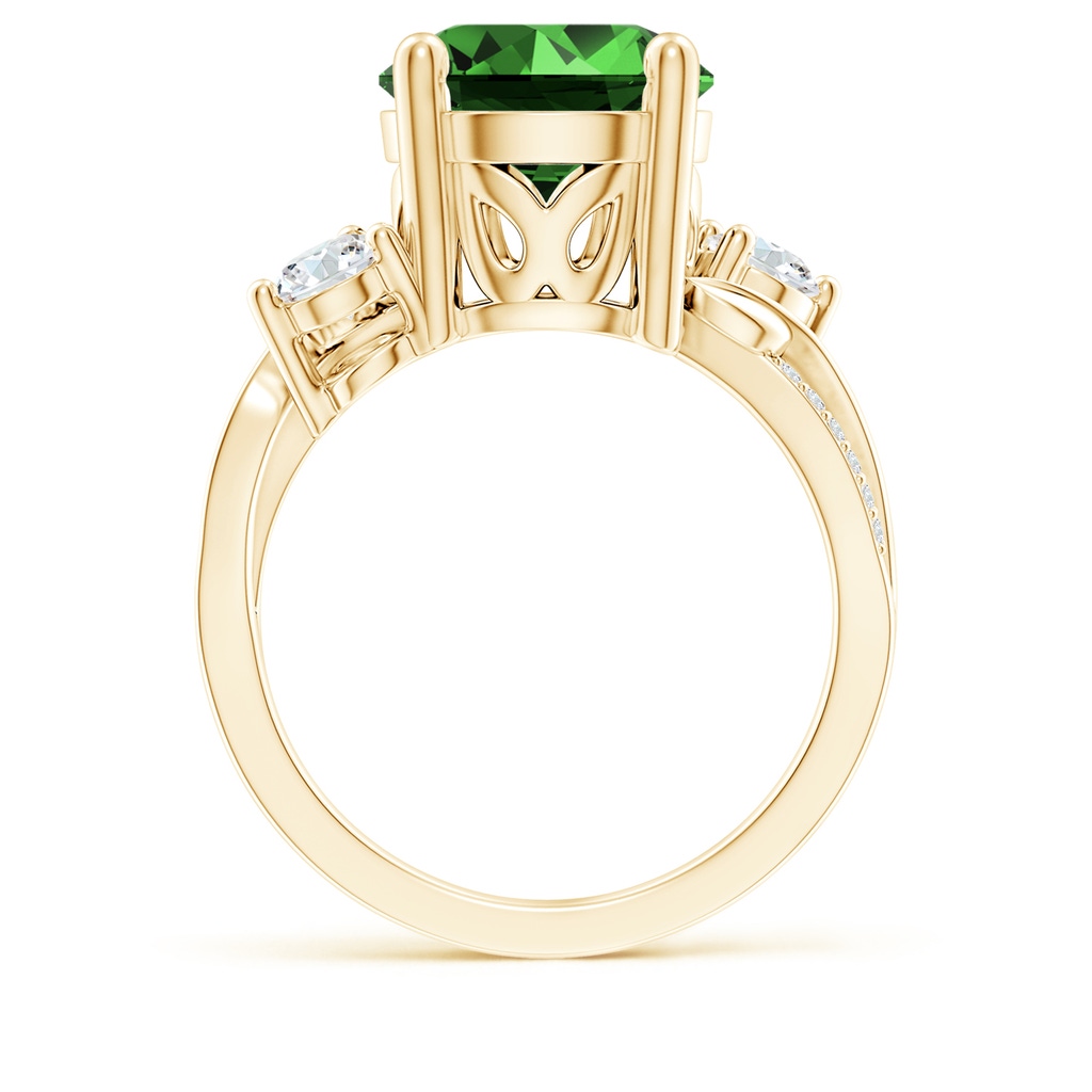 10mm Labgrown Lab-Grown Emerald and Diamond Twisted Vine Ring in Yellow Gold - side 199