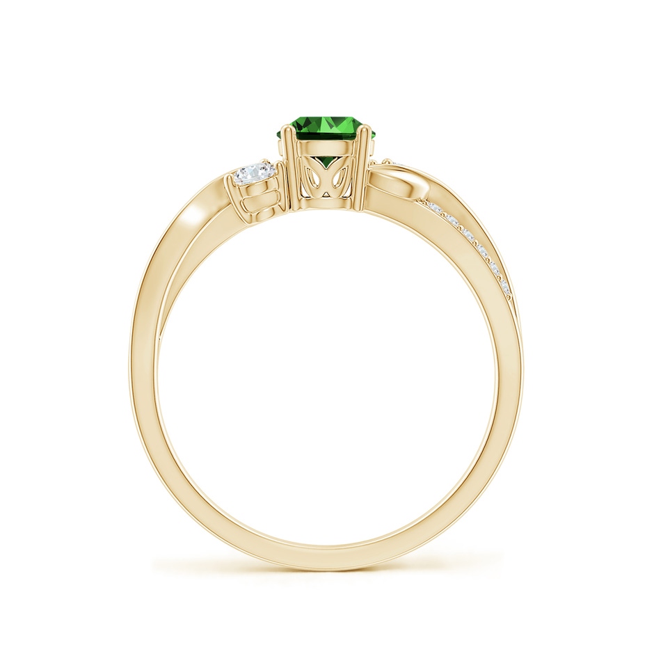 5mm Labgrown Lab-Grown Emerald and Diamond Twisted Vine Ring in 10K Yellow Gold side 199