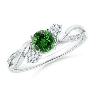 5mm Labgrown Lab-Grown Emerald and Diamond Twisted Vine Ring in P950 Platinum