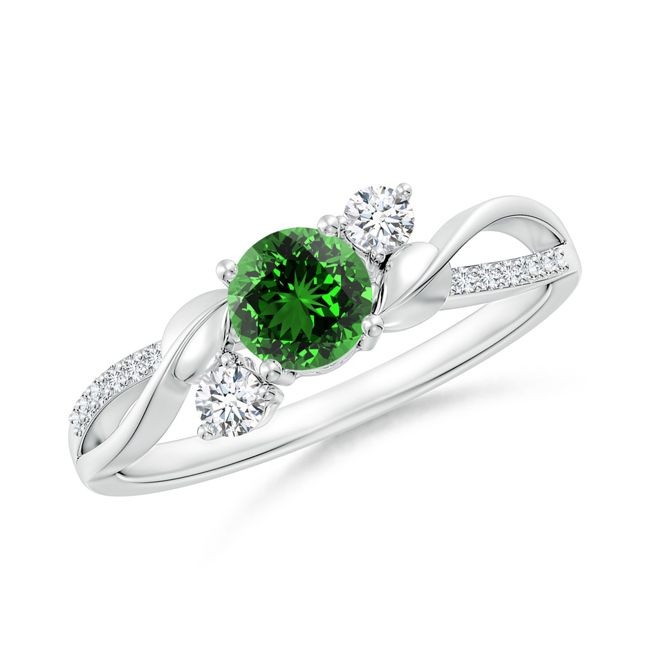 5mm Labgrown Lab-Grown Emerald and Lab Diamond Twisted Vine Ring in P950 Platinum 