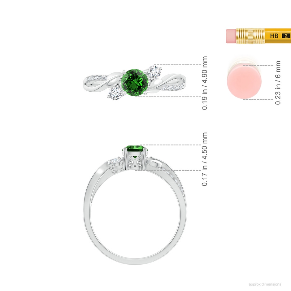 5mm Labgrown Lab-Grown Emerald and Lab Diamond Twisted Vine Ring in P950 Platinum ruler