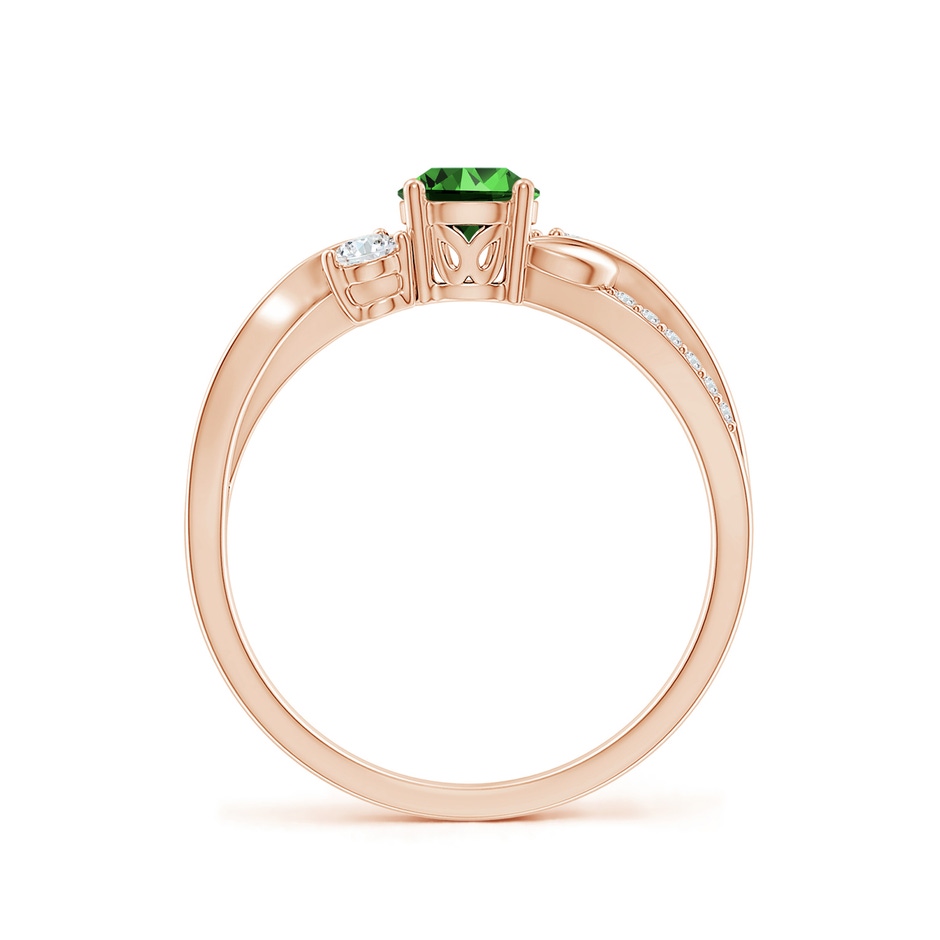 5mm Labgrown Lab-Grown Emerald and Lab Diamond Twisted Vine Ring in Rose Gold side 199