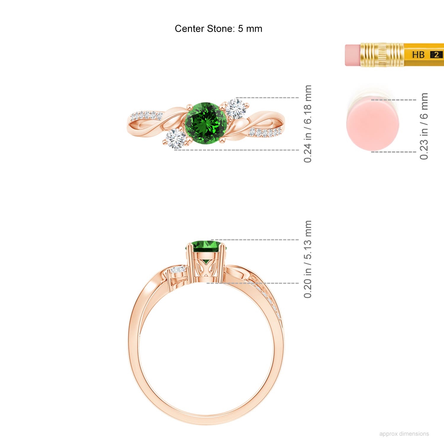 Premium - Lab-Grown Emerald / 0.65 CT / 14 KT Rose Gold