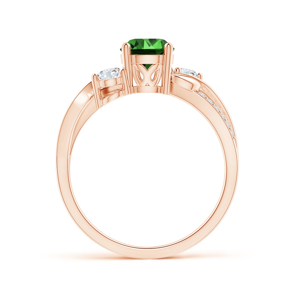 6mm Labgrown Lab-Grown Emerald and Diamond Twisted Vine Ring in Rose Gold Side 199