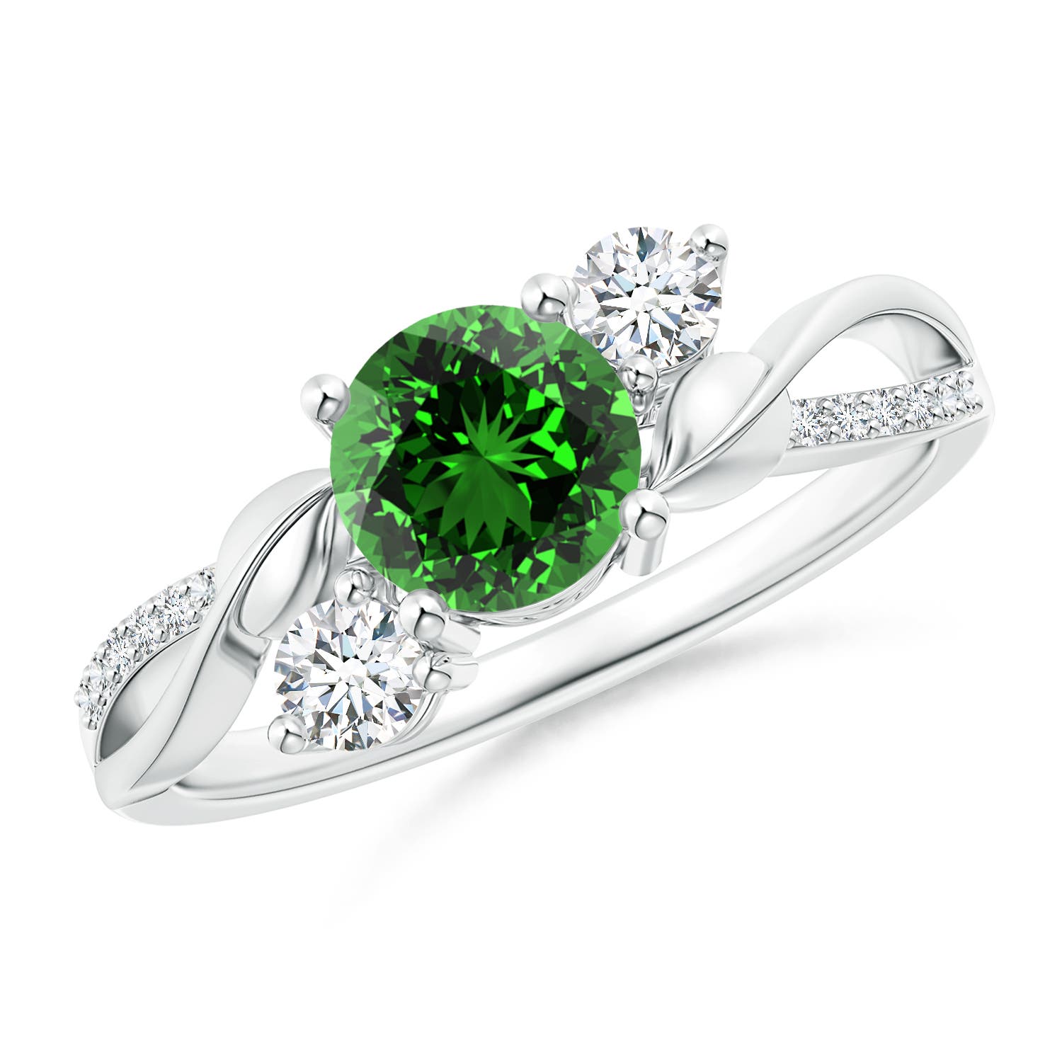 Premium - Lab-Grown Emerald / 1.02 CT / 14 KT White Gold