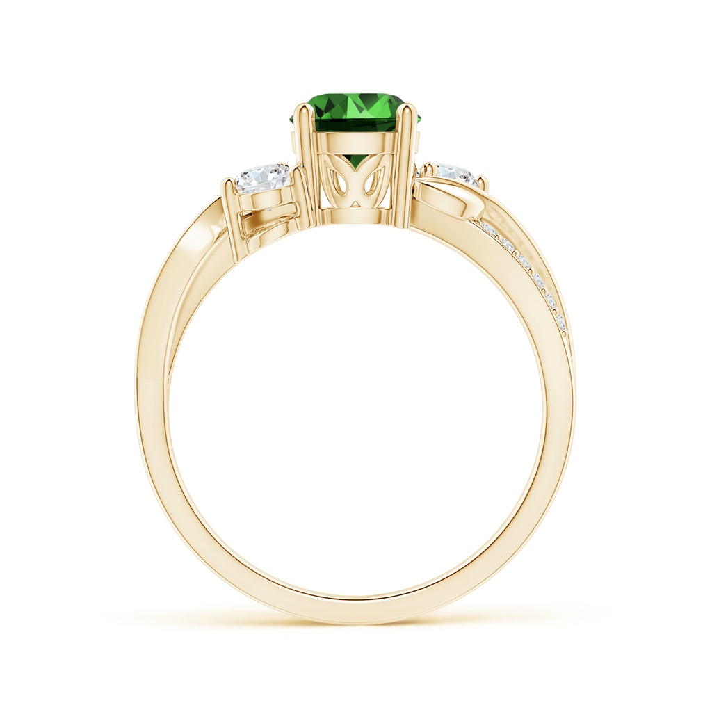 6mm Labgrown Lab-Grown Emerald and Diamond Twisted Vine Ring in Yellow Gold - side 199