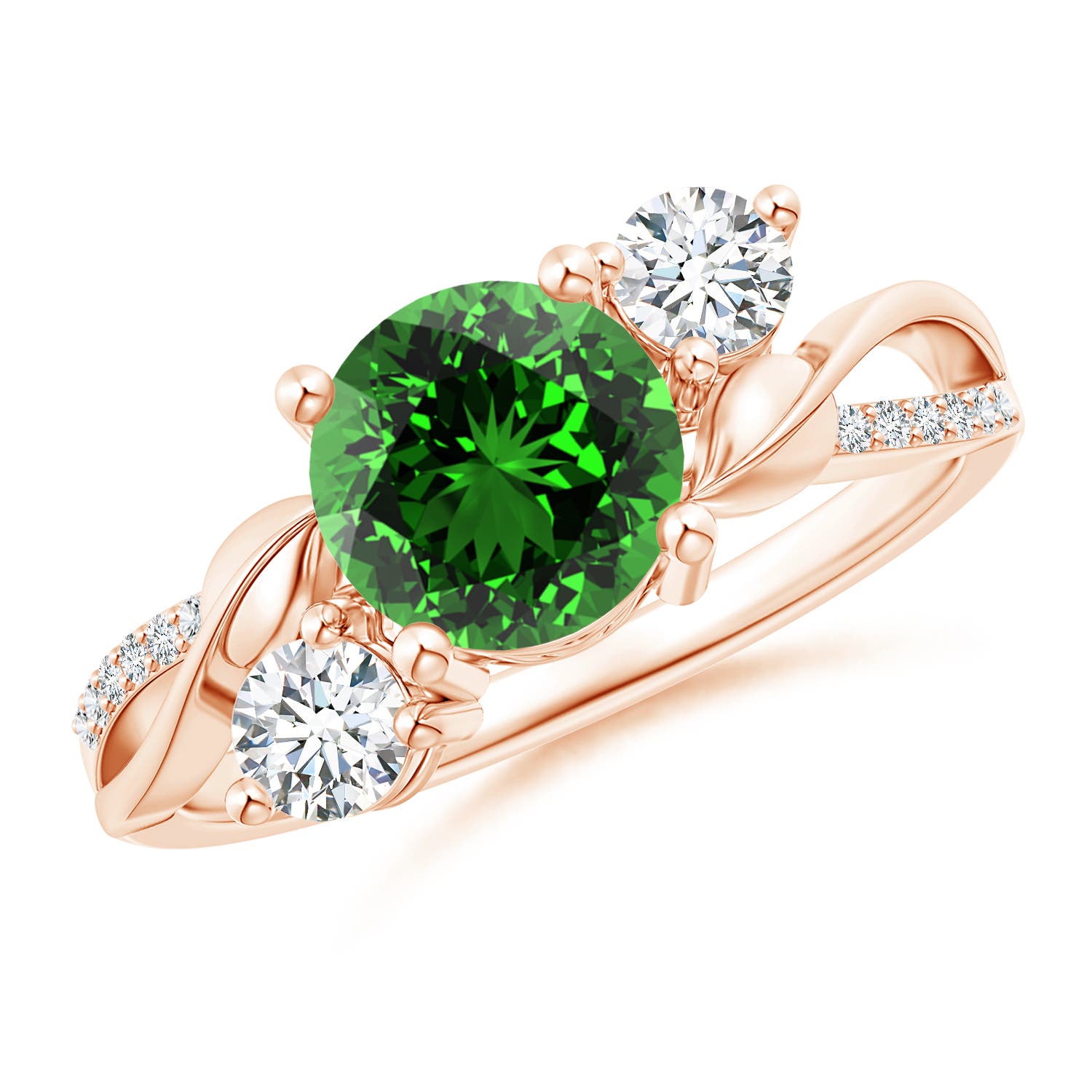 Premium - Lab-Grown Emerald / 1.58 CT / 14 KT Rose Gold