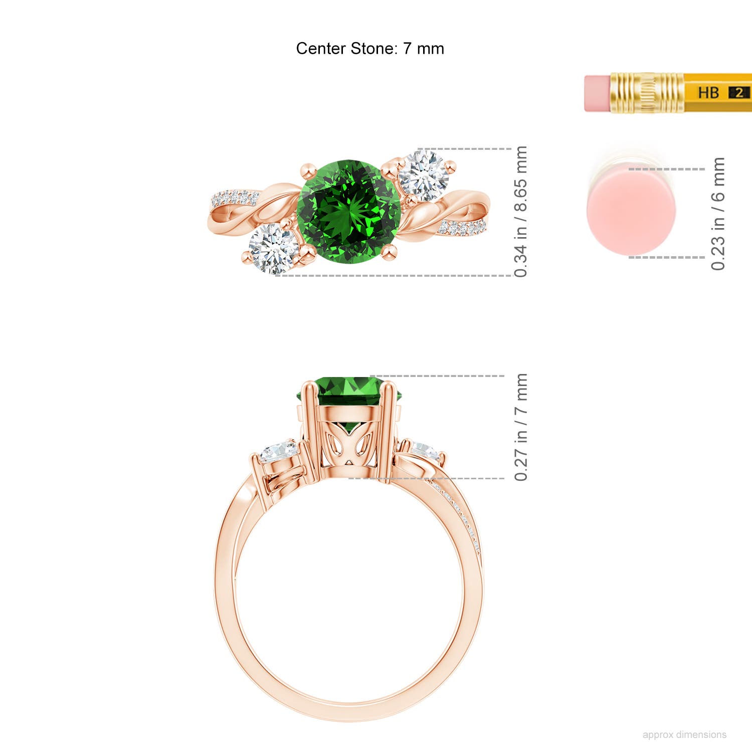 Premium - Lab-Grown Emerald / 1.58 CT / 14 KT Rose Gold