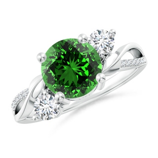 8mm Labgrown Lab-Grown Emerald and Diamond Twisted Vine Ring in P950 Platinum