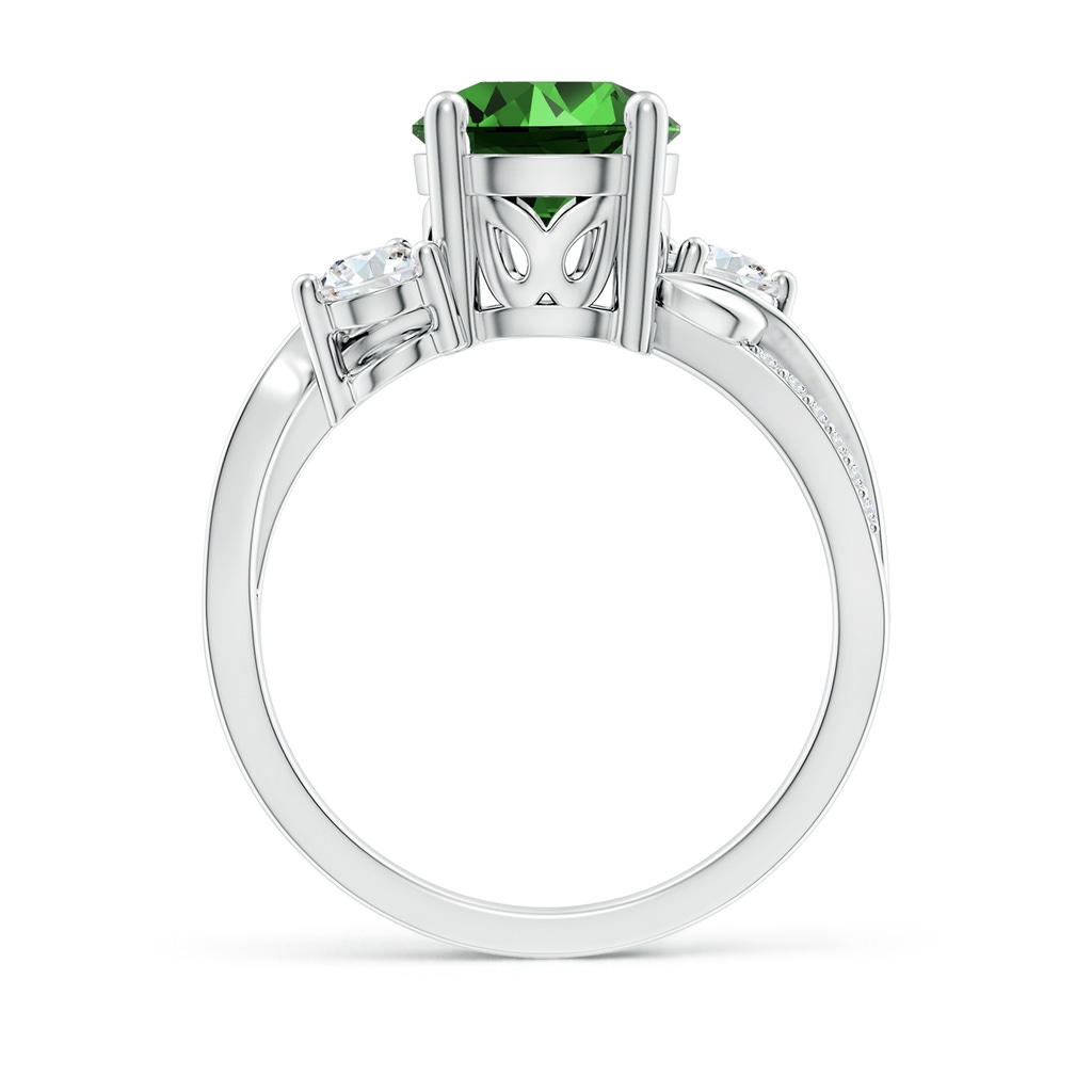8mm Labgrown Lab-Grown Emerald and Diamond Twisted Vine Ring in White Gold Side 199