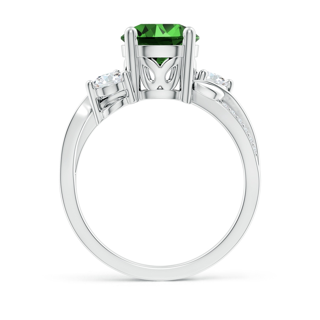 8mm Labgrown Lab-Grown Emerald and Diamond Twisted Vine Ring in White Gold - side 199