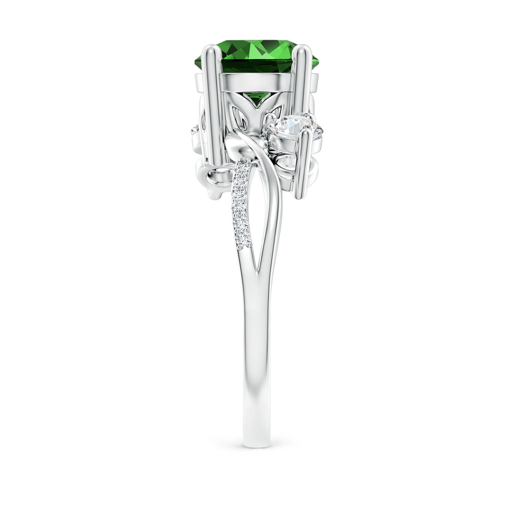 8mm Labgrown Lab-Grown Emerald and Diamond Twisted Vine Ring in White Gold Side 299