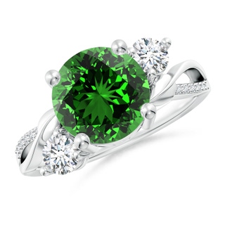 9mm Labgrown Lab-Grown Emerald and Diamond Twisted Vine Ring in P950 Platinum