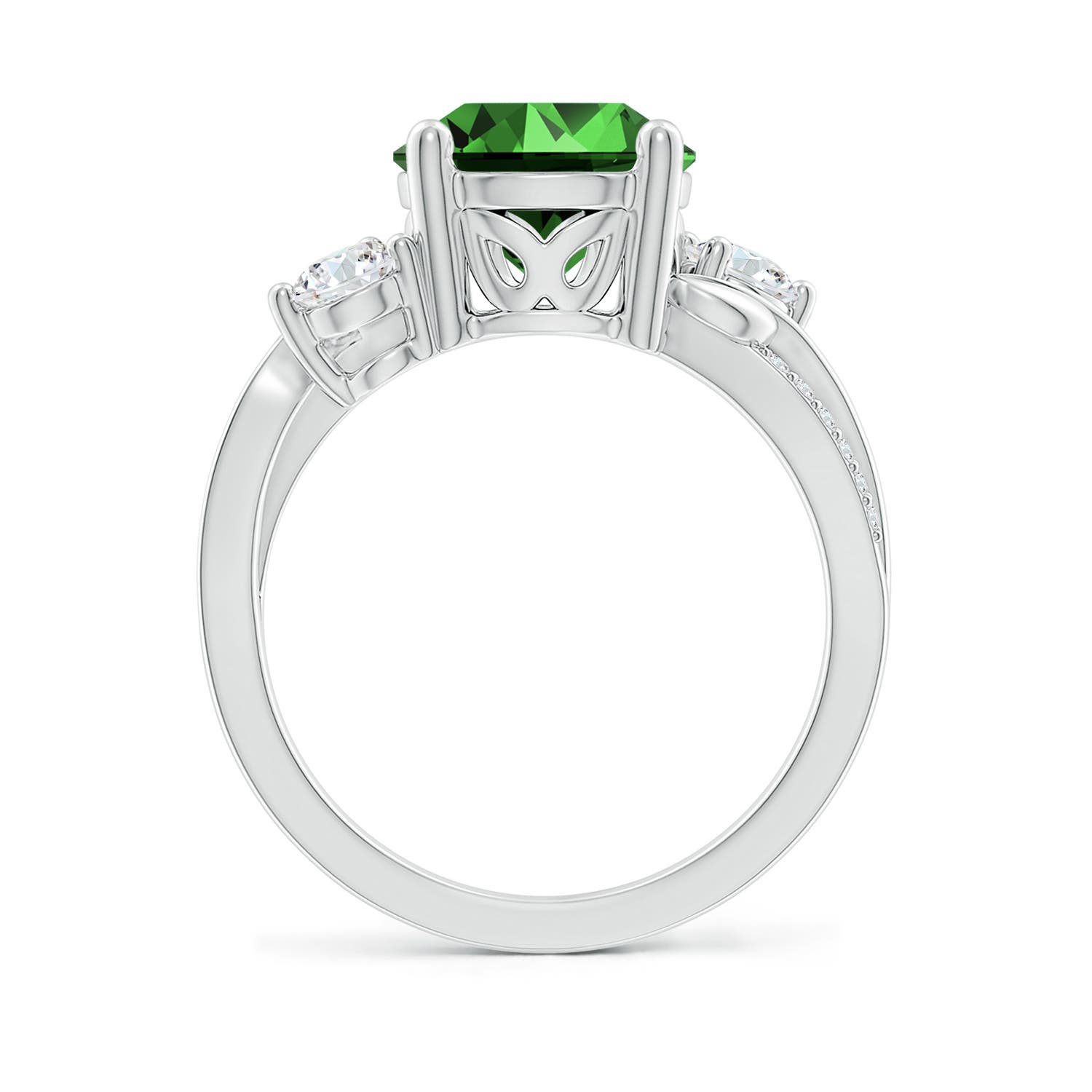 9mm Labgrown Lab-Grown Emerald and Lab Diamond Twisted Vine Ring in P950 Platinum