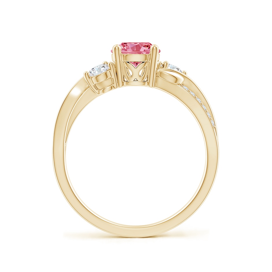 6mm Labgrown Lab-Grown Fancy Intense Pink and White Diamond Twisted Vine Ring in Yellow Gold side 199