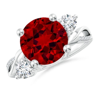 10mm Labgrown Lab-Grown Ruby and Lab Diamond Twisted Vine Ring in P950 Platinum