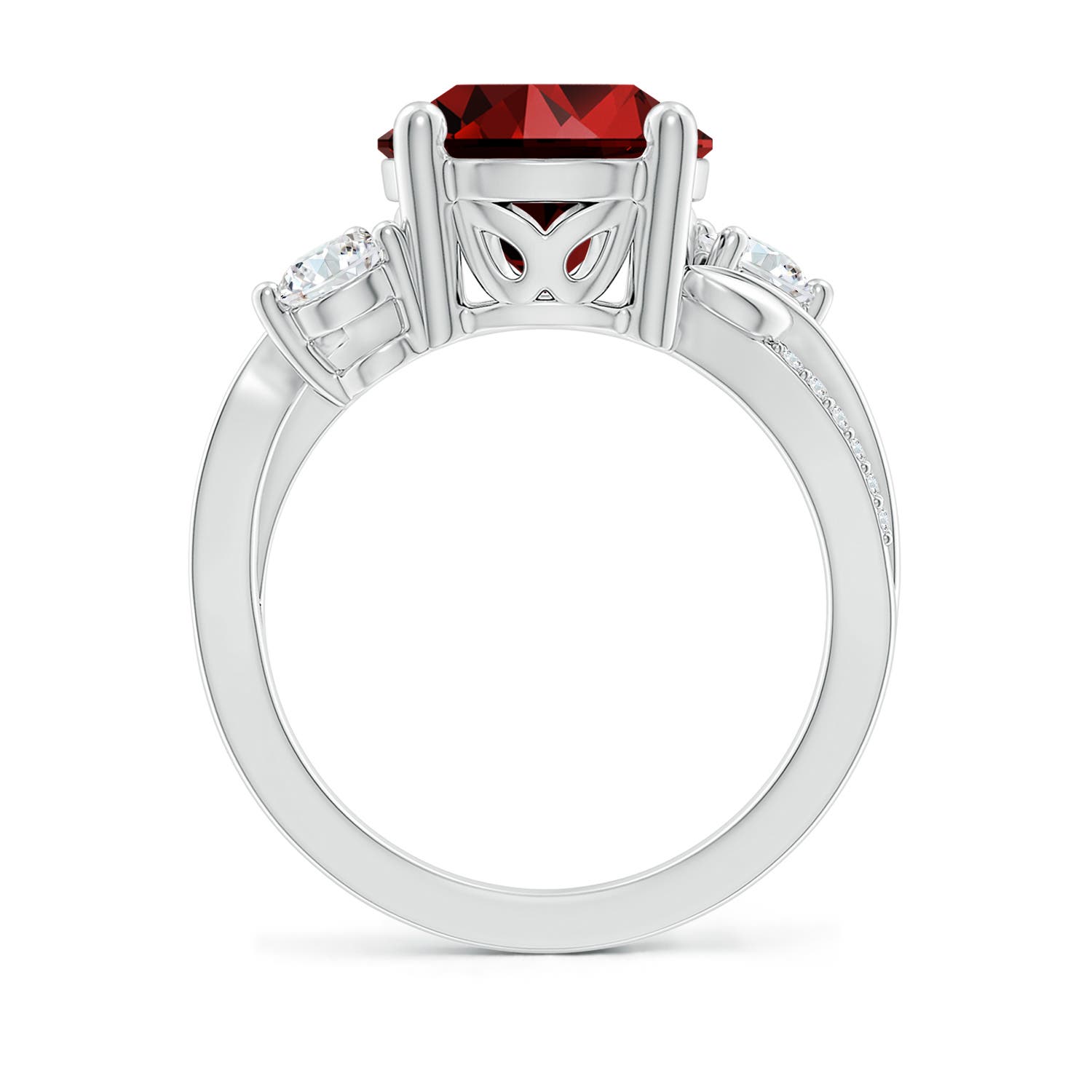 10mm Labgrown Lab-Grown Ruby and Lab Diamond Twisted Vine Ring in P950 Platinum