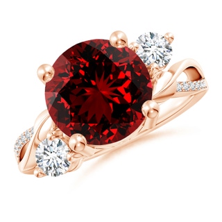10mm Labgrown Lab-Grown Ruby and Diamond Twisted Vine Ring in Rose Gold