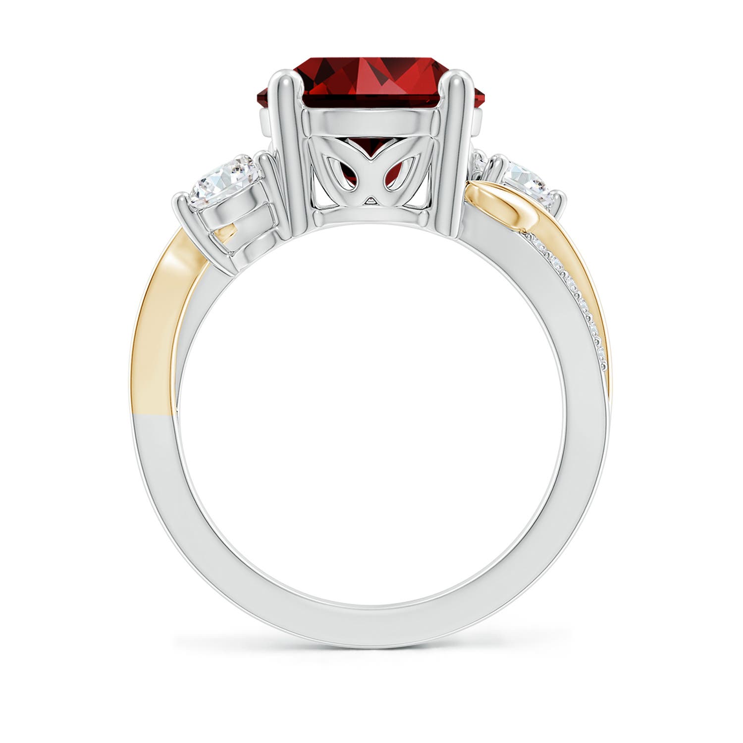 10mm Labgrown Lab-Grown Ruby and Lab Diamond Twisted Vine Ring in White Gold Yellow Gold