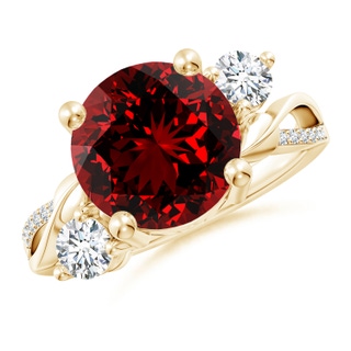 10mm Labgrown Lab-Grown Ruby and Diamond Twisted Vine Ring in Yellow Gold