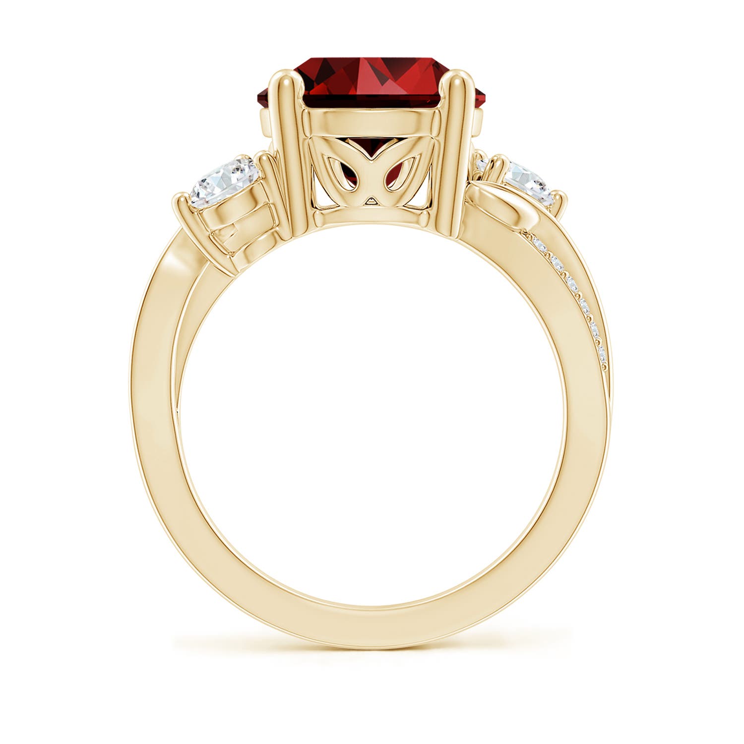 10mm Labgrown Lab-Grown Ruby and Lab Diamond Twisted Vine Ring in Yellow Gold
