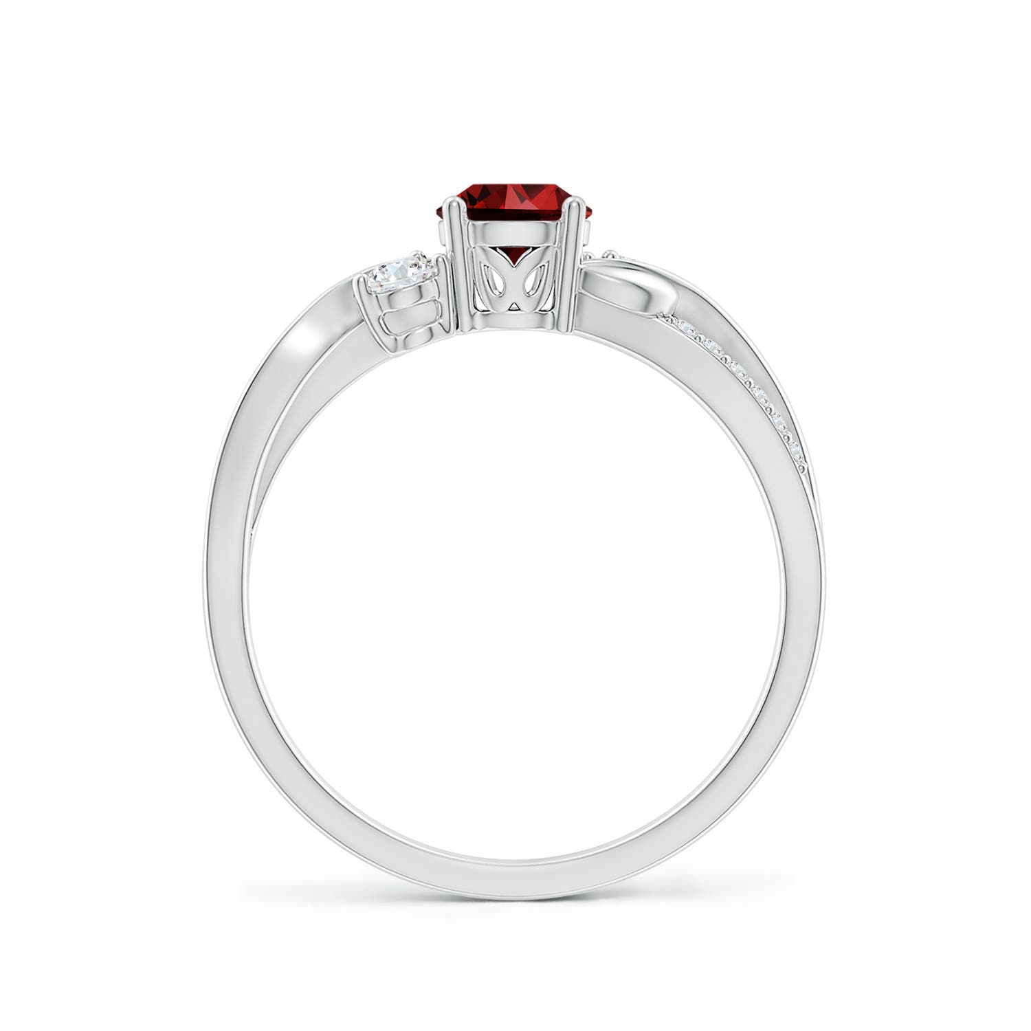 5mm Labgrown Lab-Grown Ruby and Lab Diamond Twisted Vine Ring in 18K White Gold