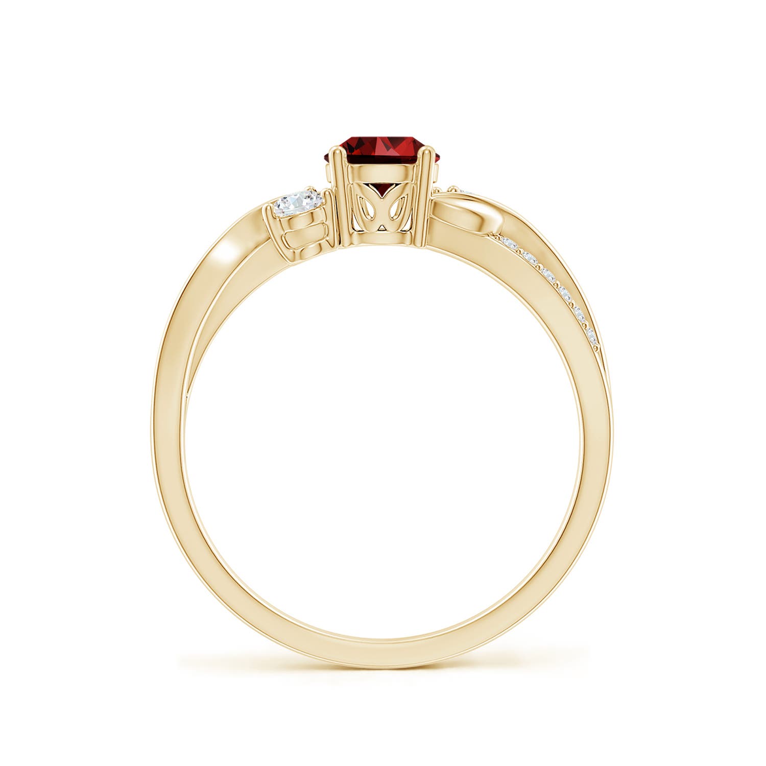 5mm Labgrown Lab-Grown Ruby and Lab Diamond Twisted Vine Ring in 18K Yellow Gold