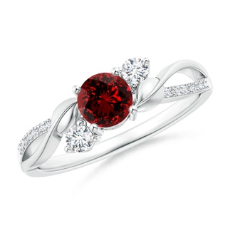 5mm Labgrown Lab-Grown Ruby and Diamond Twisted Vine Ring in P950 Platinum