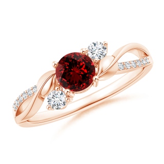 5mm Labgrown Lab-Grown Ruby and Diamond Twisted Vine Ring in Rose Gold