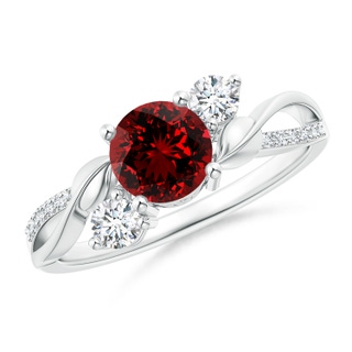 6mm Labgrown Lab-Grown Ruby and Diamond Twisted Vine Ring in P950 Platinum
