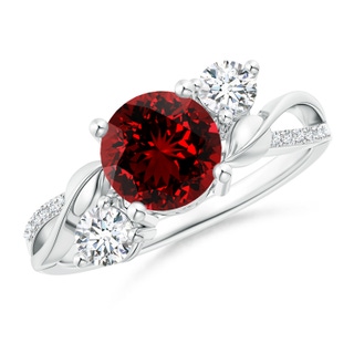 7mm Labgrown Lab-Grown Ruby and Diamond Twisted Vine Ring in P950 Platinum