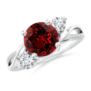 8mm Labgrown Lab-Grown Ruby and Diamond Twisted Vine Ring in P950 Platinum