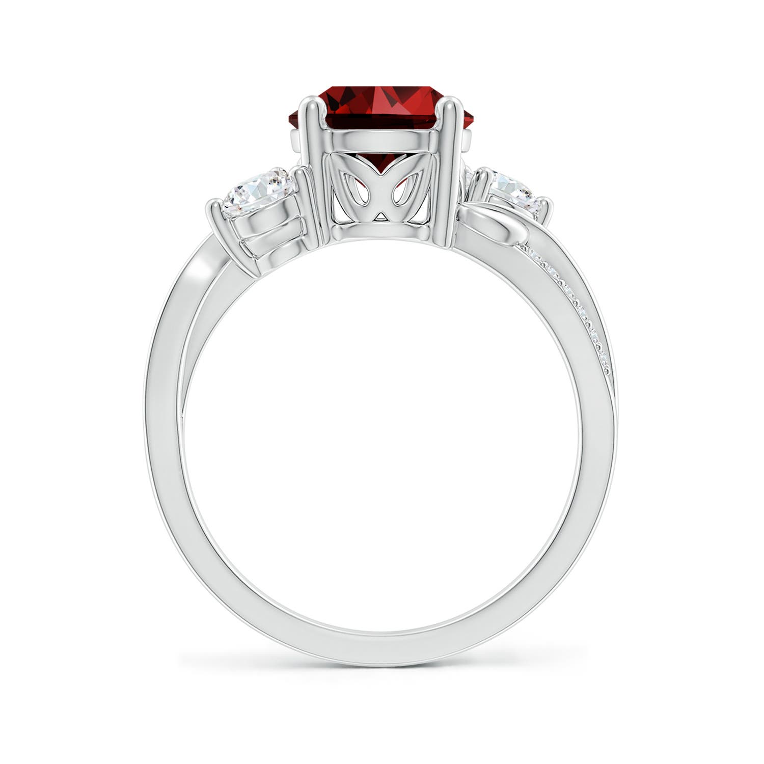 8mm Labgrown Lab-Grown Ruby and Lab Diamond Twisted Vine Ring in White Gold - side 4