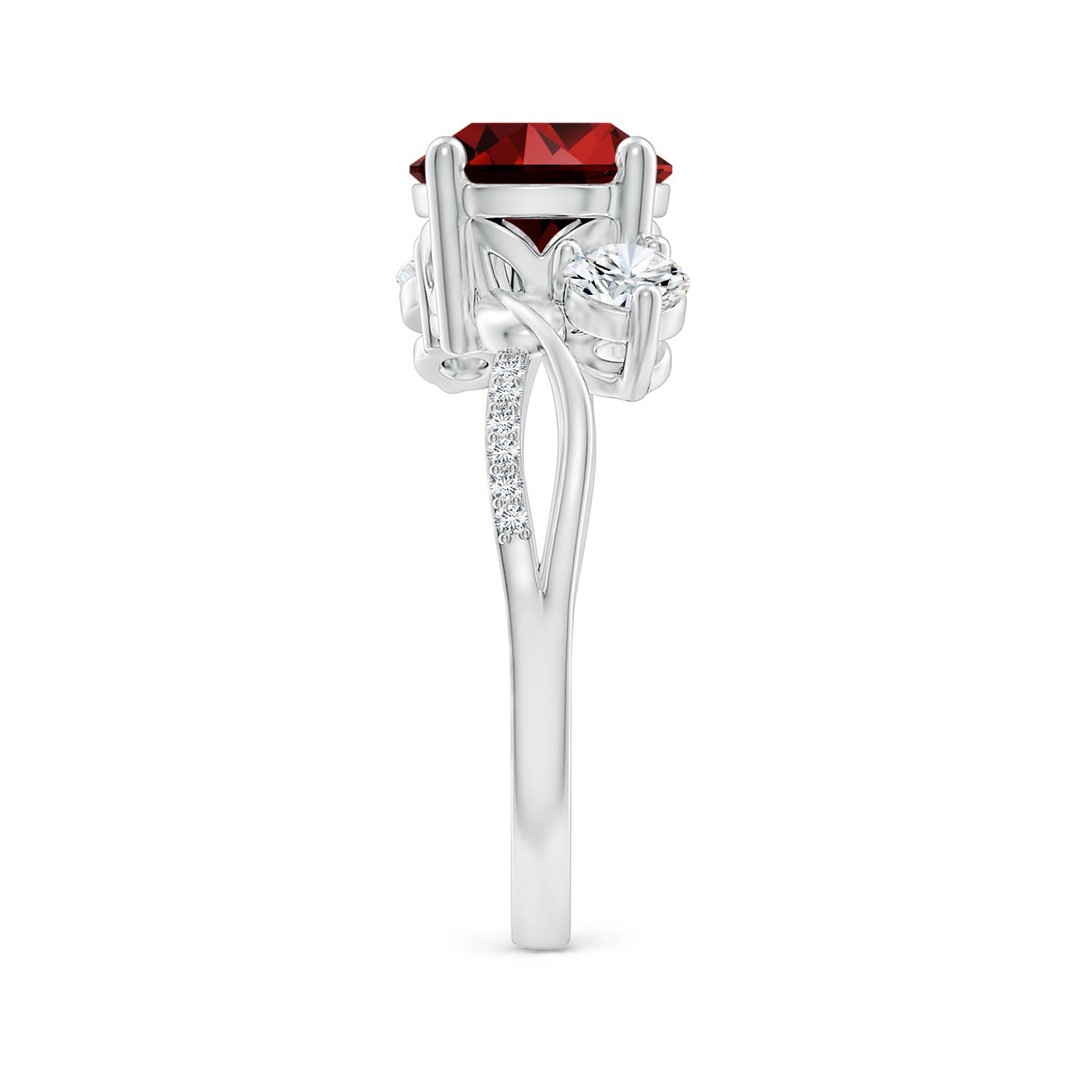 8mm Labgrown Lab-Grown Ruby and Lab Diamond Twisted Vine Ring in White Gold - side 6