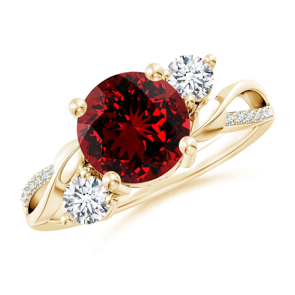 8mm Labgrown Lab-Grown Ruby and Diamond Twisted Vine Ring in Yellow Gold 