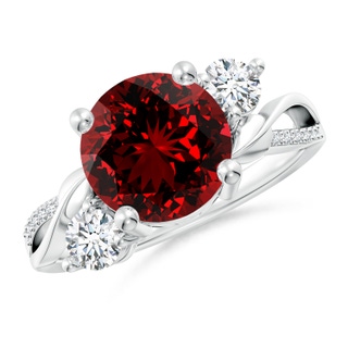 9mm Labgrown Lab-Grown Ruby and Diamond Twisted Vine Ring in P950 Platinum