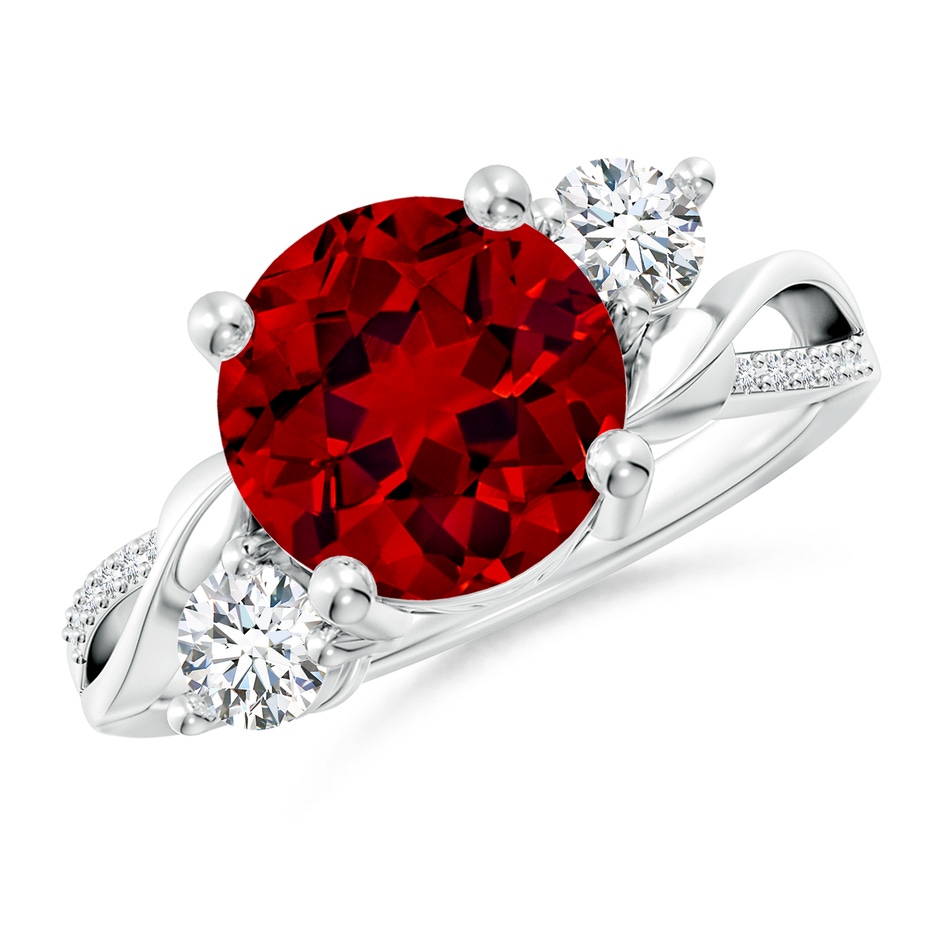 9mm Labgrown Lab-Grown Ruby and Lab Diamond Twisted Vine Ring in P950 Platinum 