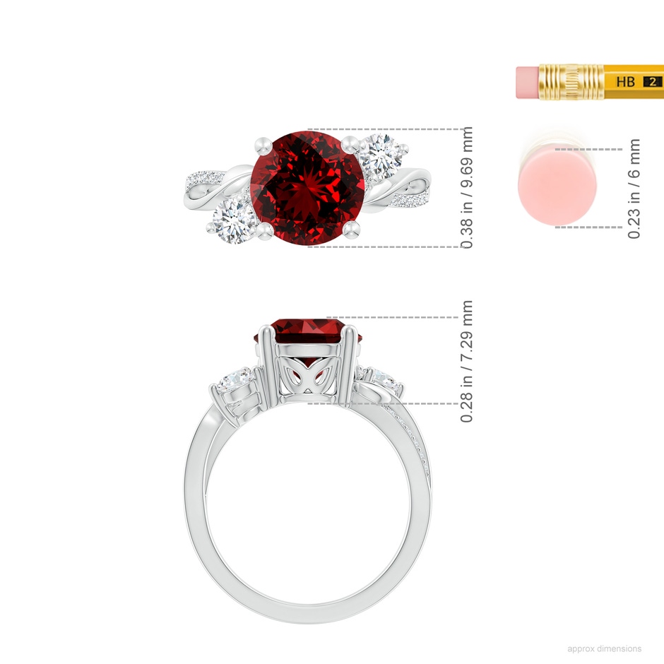 9mm Labgrown Lab-Grown Ruby and Lab Diamond Twisted Vine Ring in P950 Platinum ruler