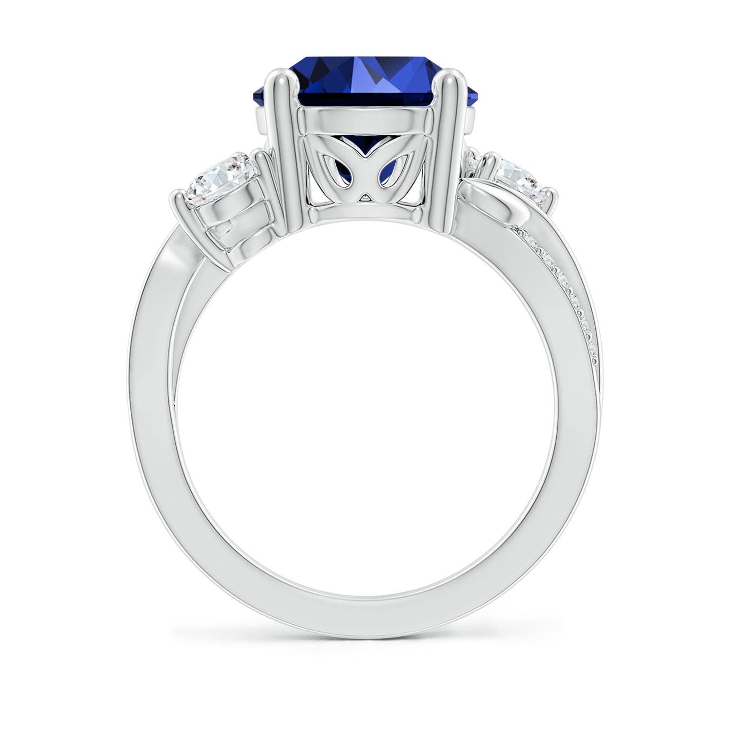 10mm Labgrown Lab-Grown Sapphire and Lab Diamond Twisted Vine Ring in 18K White Gold
