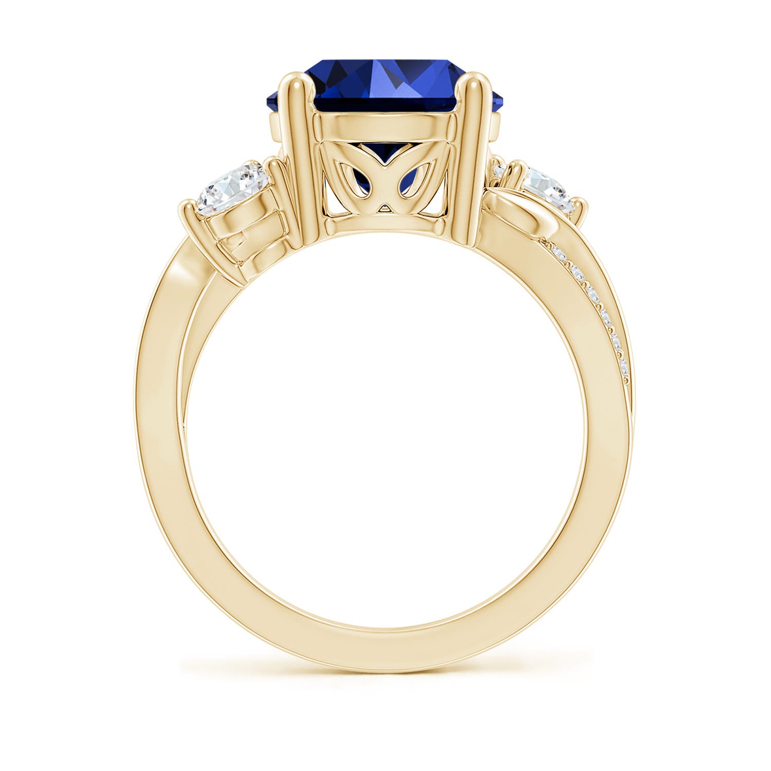 10mm Labgrown Lab-Grown Sapphire and Lab Diamond Twisted Vine Ring in 18K Yellow Gold