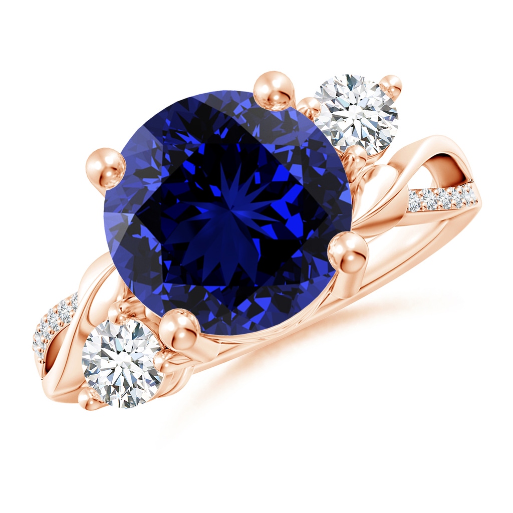 10mm Labgrown Lab-Grown Sapphire and Diamond Twisted Vine Ring in Rose Gold