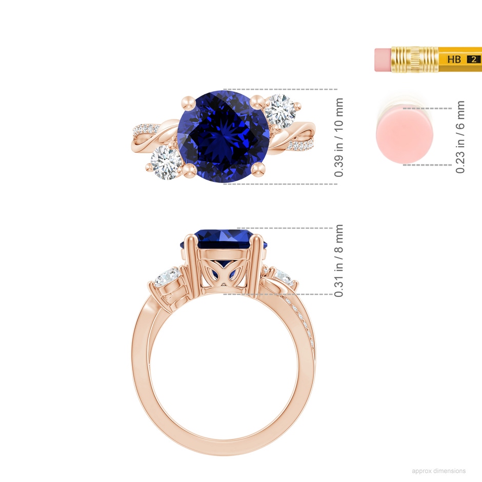 10mm Labgrown Lab-Grown Sapphire and Lab Diamond Twisted Vine Ring in Rose Gold ruler