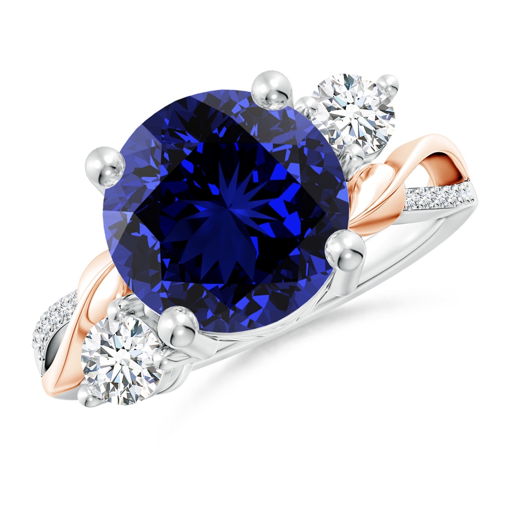 10mm Labgrown Lab-Grown Sapphire and Diamond Twisted Vine Ring in White Gold Rose Gold