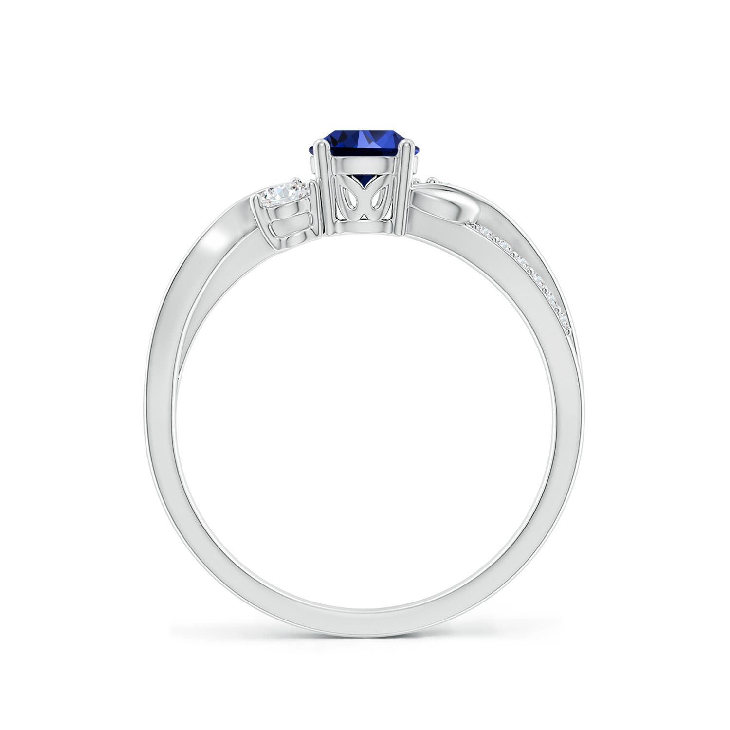 5mm Labgrown Lab-Grown Sapphire and Lab Diamond Twisted Vine Ring in 18K White Gold