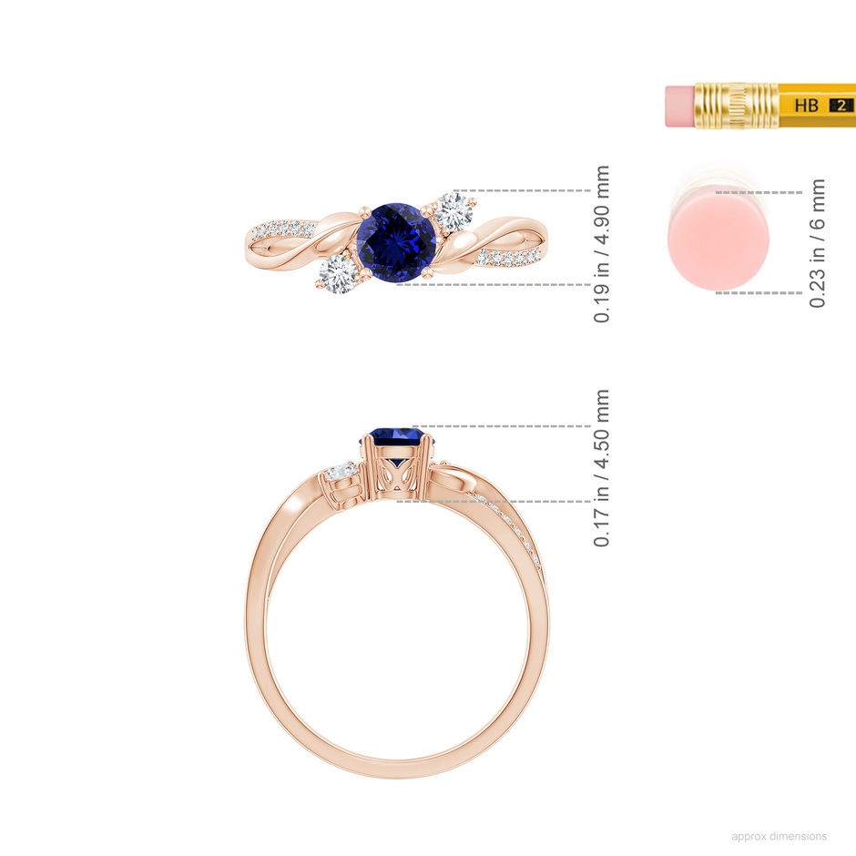 5mm Labgrown Lab-Grown Sapphire and Lab Diamond Twisted Vine Ring in 9K Rose Gold ruler