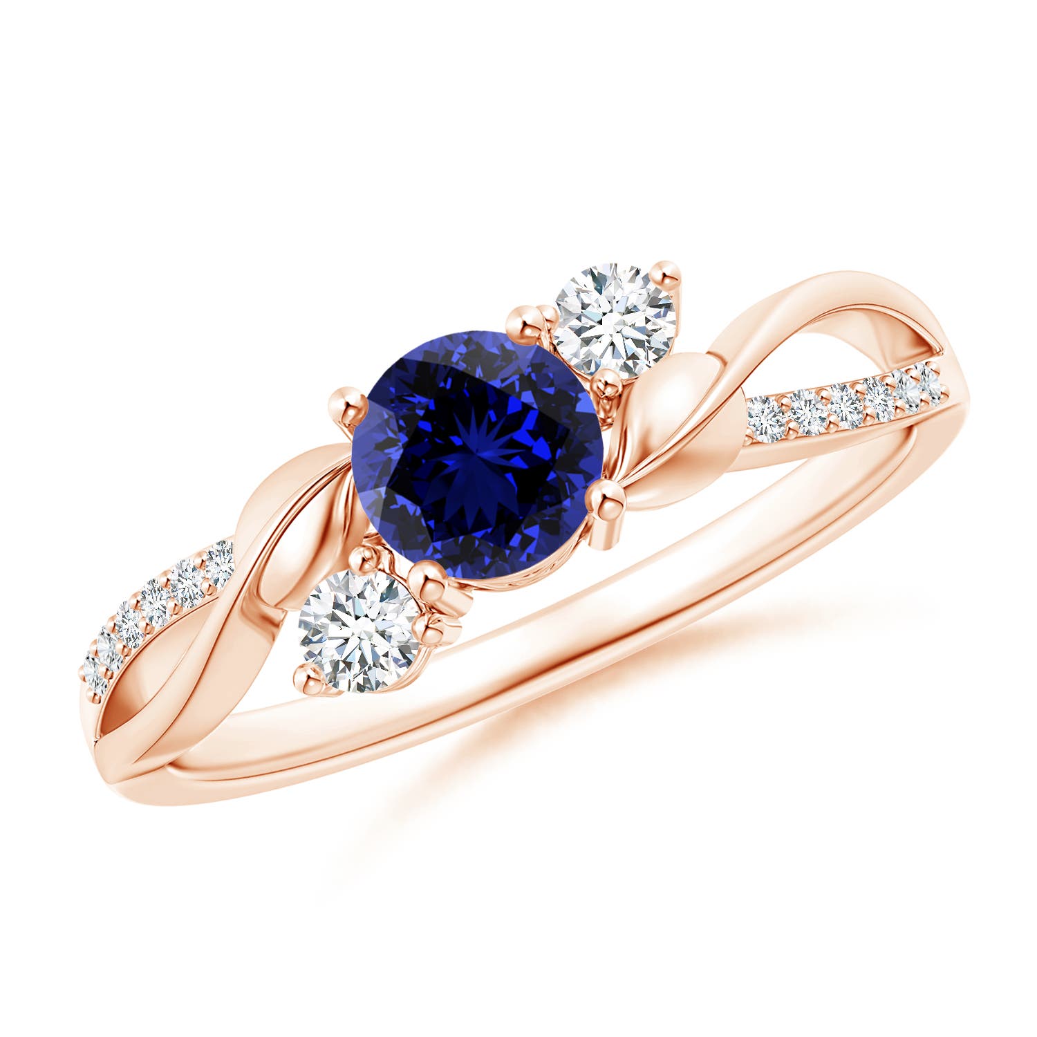 Premium - Lab-Grown Blue Sapphire / 0.8 CT / 14 KT Rose Gold