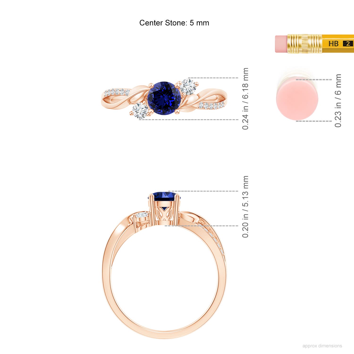 Premium - Lab-Grown Blue Sapphire / 0.8 CT / 14 KT Rose Gold