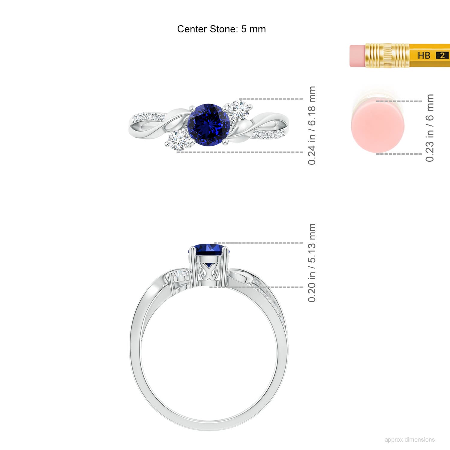 Premium - Lab-Grown Blue Sapphire / 0.8 CT / 14 KT White Gold