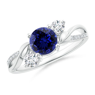 6mm Labgrown Lab-Grown Sapphire and Diamond Twisted Vine Ring in P950 Platinum